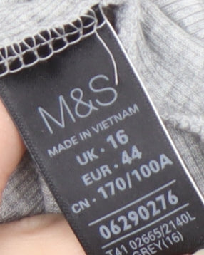 Marks & Spencer Women's Grey Cardigan, Size 16, Scoop Neck
