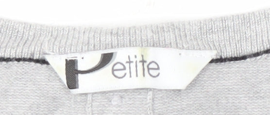 BHS Women's Grey Pullover Jumper, Size 8 Petite, Buttons