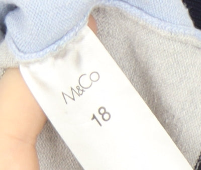 M&Co Women's Blue Colourblock Pullover Jumper Size 18