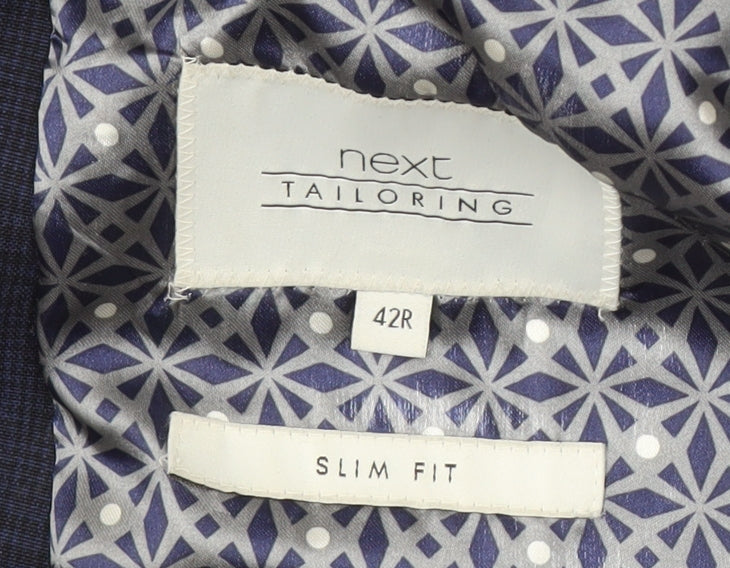 Next Men's Blue Check Slim Fit Blazer 42R