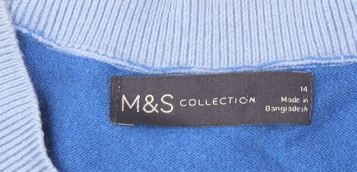 Marks & Spencer Women's Blue V-Neck Pullover Jumper