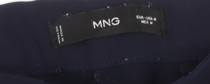 MNG Women's Blue Straight Trousers, Size M, Classic Fit
