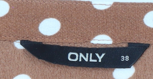 ONLY Women's Brown Polka Dot Button-Up Shirt Size 10
