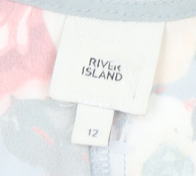 River Island Women's Floral Wrap Blouse, Size 12, Multicoloured