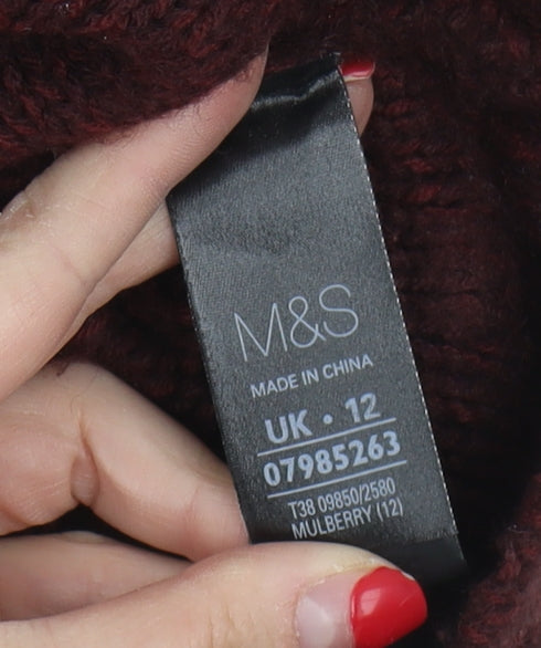 Marks & Spencer Women's Red Cowl Neck Pullover Jumper Size 12