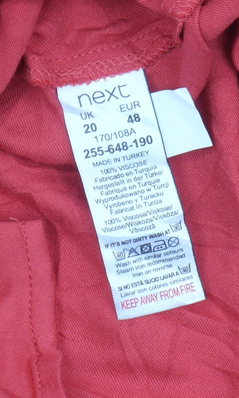 Next Women's Red Viscose Button-Up Blouse Size 20