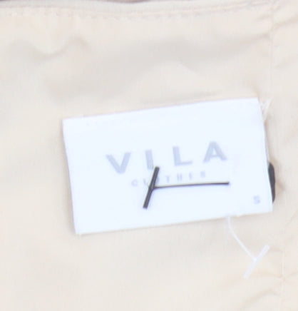 Vila Women Beige Short Sleeve Dress, Size S