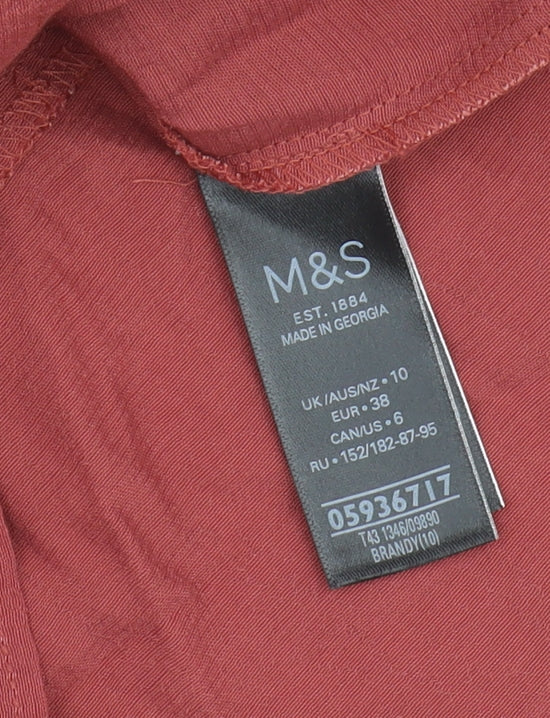 Marks & Spencer Women's Red Boat Neck Top Size 10