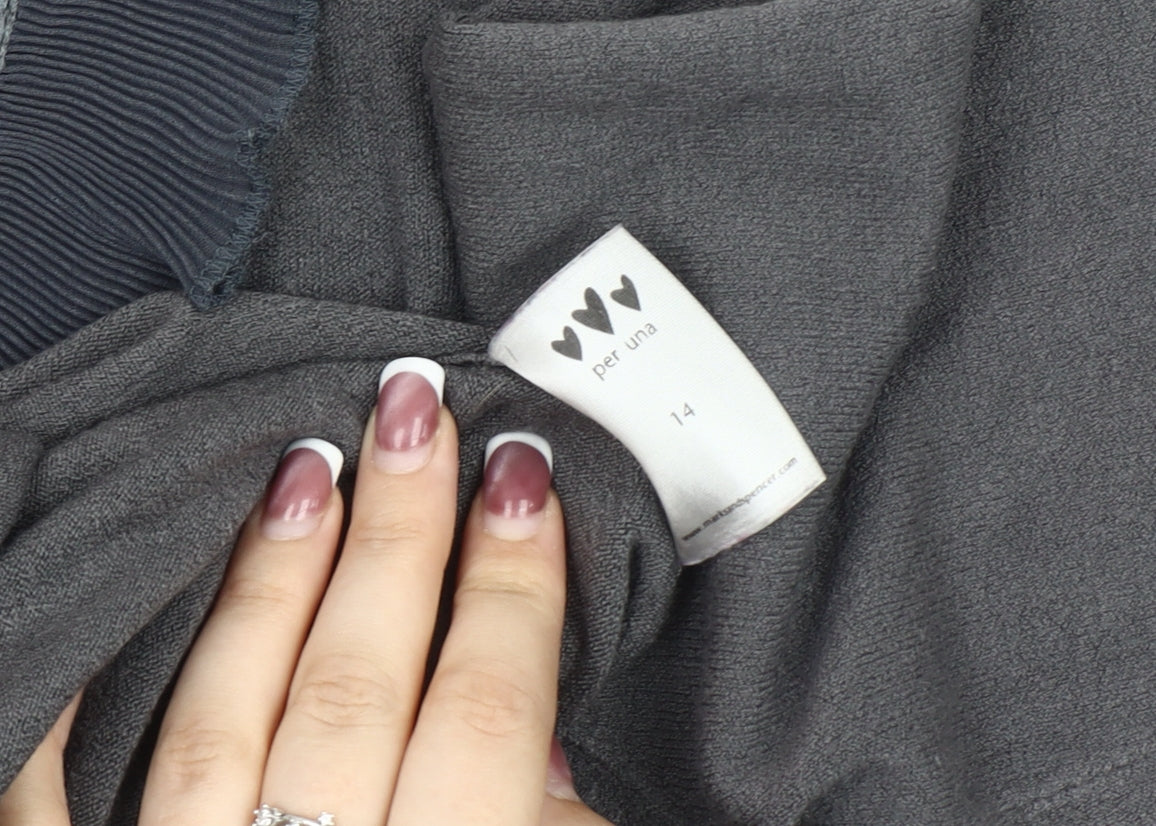 Marks & Spencer Grey Ruffle Blouse Women Size 14