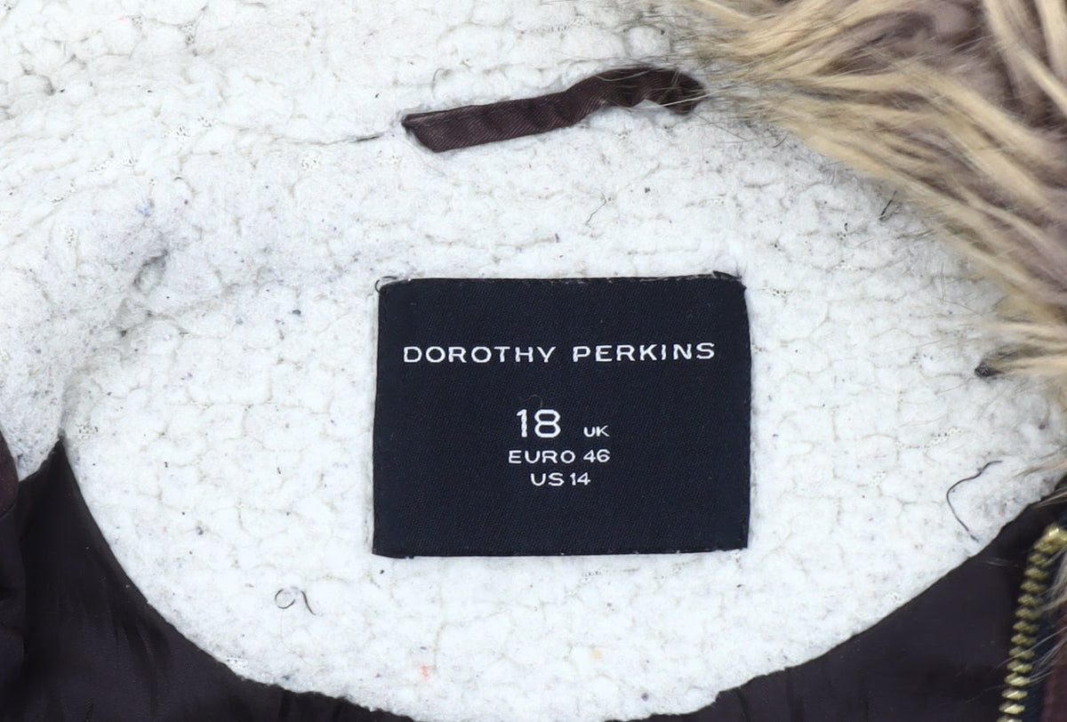 Dorothy Perkins Women's Brown Parka Jacket Size 18