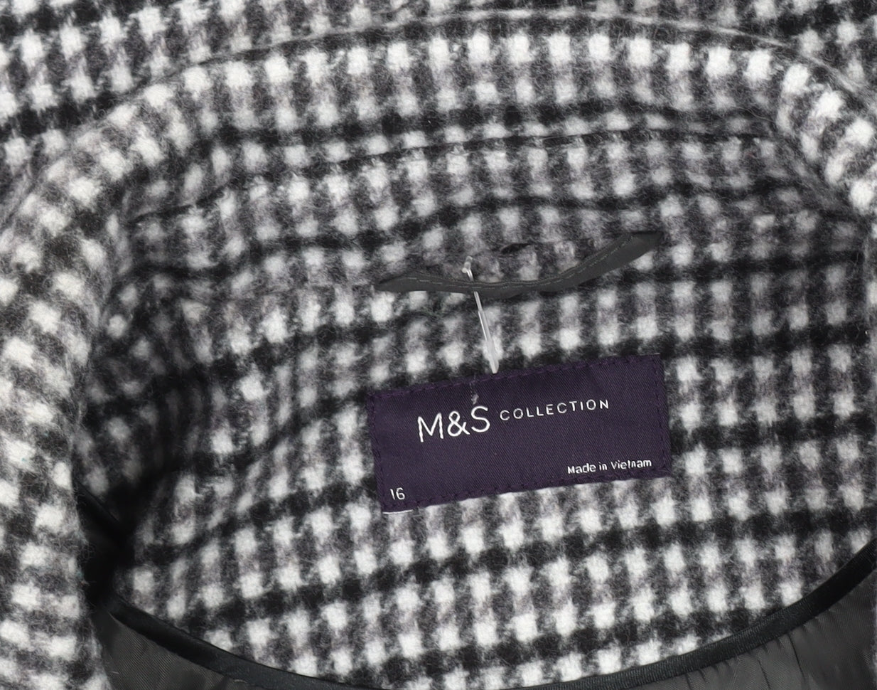 Marks and Spencer Women's Black Tweed Coat Size 16