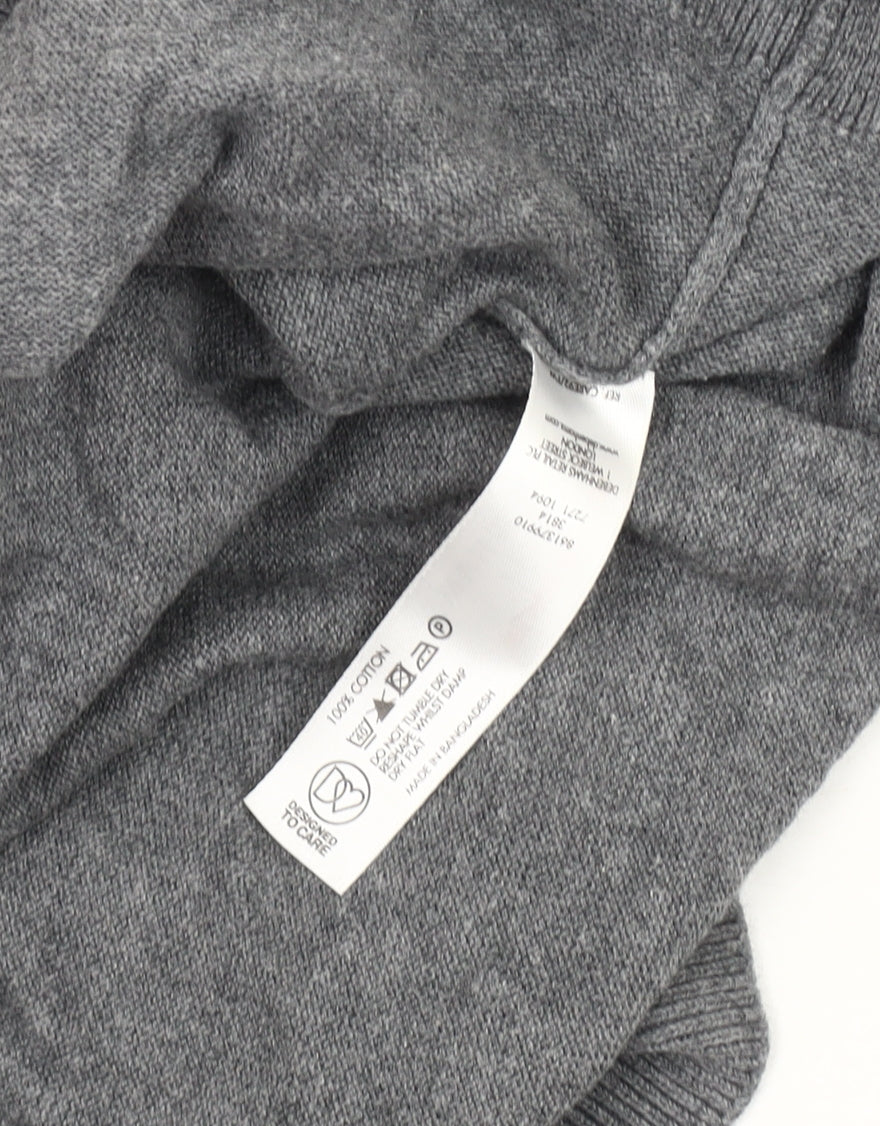 Brand and care label for Thomas Nash Men's Grey V-Neck jumper M