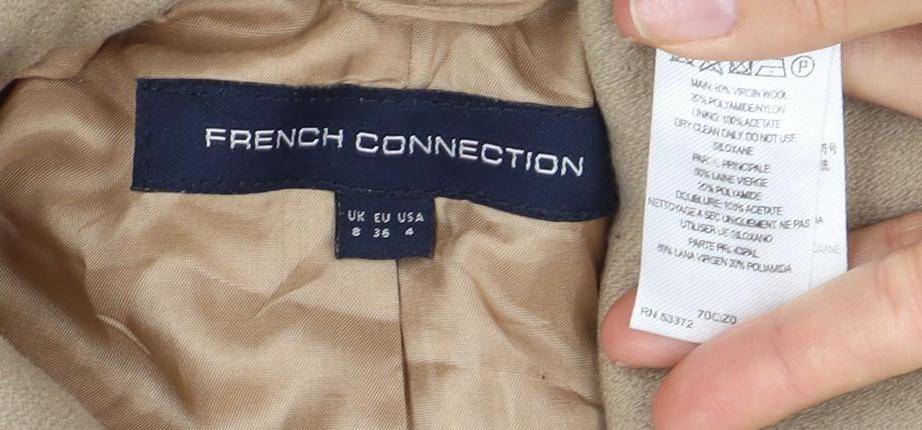 French Connection Women's Beige Wool Overcoat Size 4