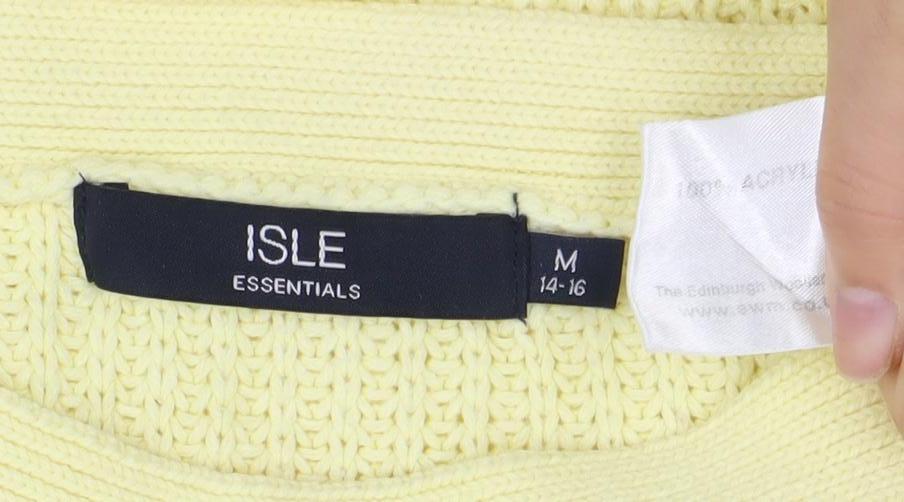 ISLE Women's Yellow Cable-Knit Pullover Jumper M