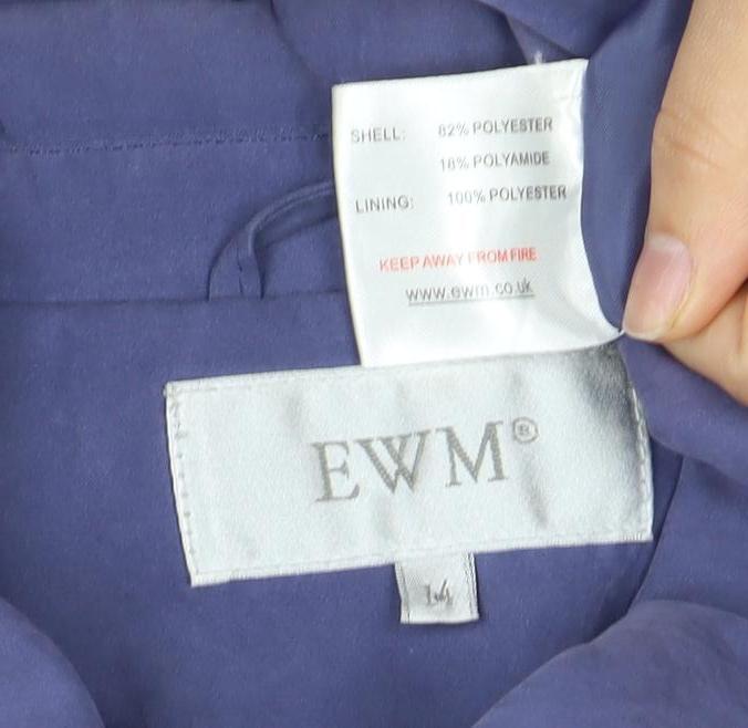 EWM Women's Blue Jacket - Long Sleeve, Buttons, Size 14