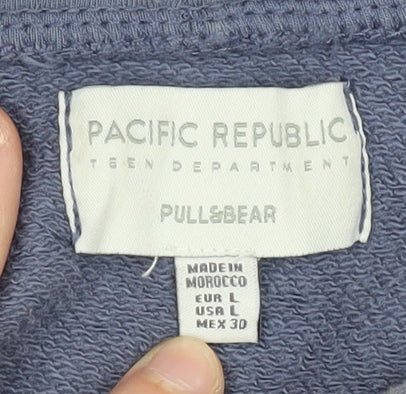 Pull&Bear Teen Blue Hoodie, Size L, Graphic Casual Wear