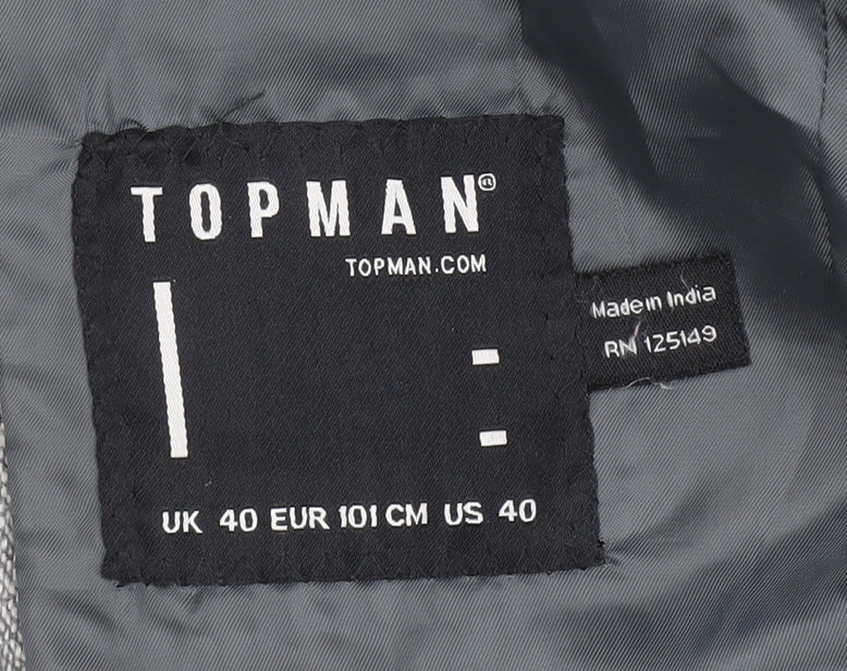 Topman Men's Grey Blazer 40 Regular Fit Formal Jacket