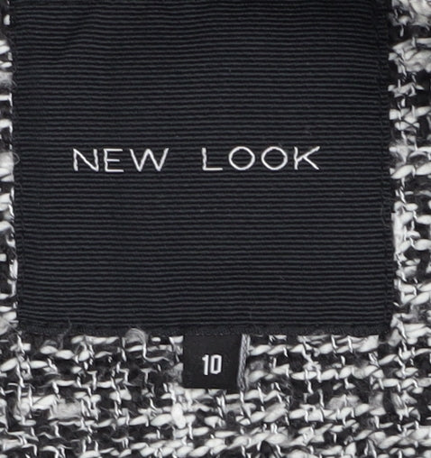 New Look Women's Black Grey Check Coat Size 10