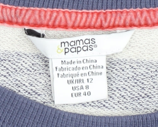 mamas & papas Women's Blue Striped T-Shirt Dress Size 12