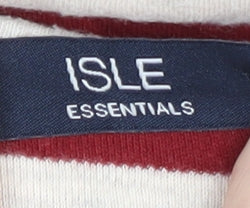 Isle Essentials Women's Red Striped Henley Jumper L