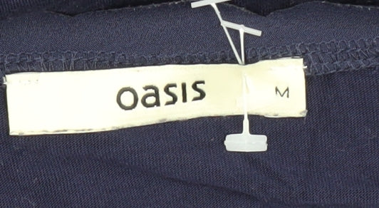 Oasis Women's Blue Sleeveless Embroidered Blouse M