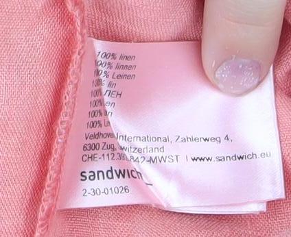 Sandwich Women's Pink Linen Dress 10 Square Neck