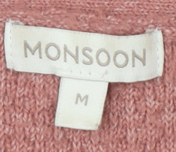 Monsoon Women's Pink Waffle-Knit Pullover Jumper M