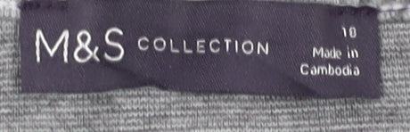Marks & Spencer Women's Grey Plaid Jersey Top Size 18