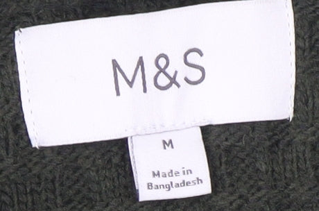 Marks & Spencer Green Mock Neck Pullover - Men's M