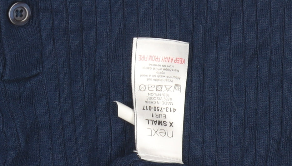 Next Womens Blue Collared Knit Henley Jumper XS