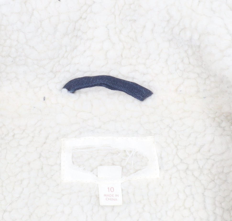 Marks & Spencer Women's Navy Parka Coat - Size 10, Hooded & Lined
