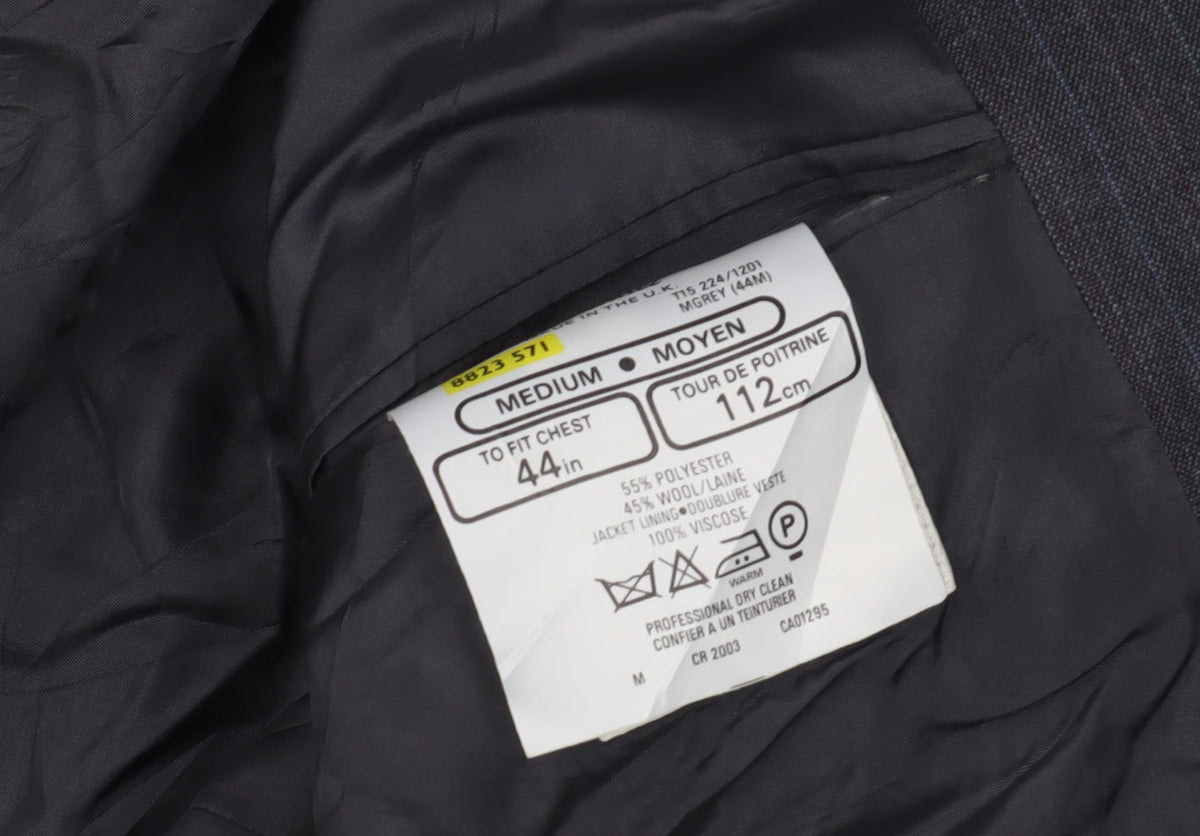 Marks & Spencer Men's Grey Striped Suit Jacket, 44R