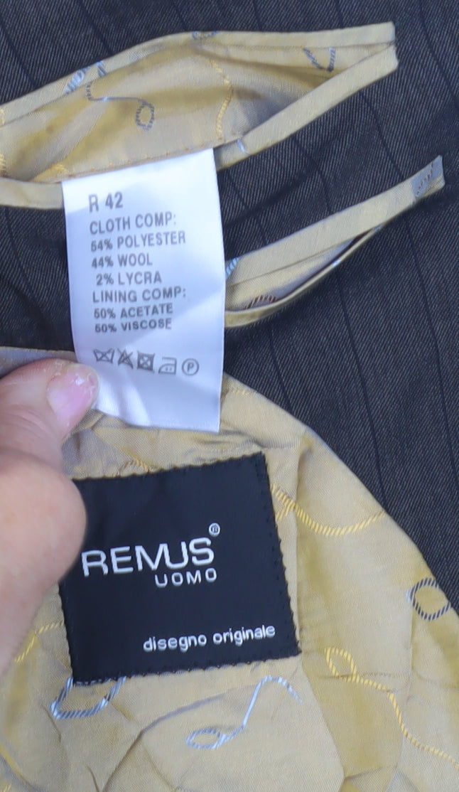 Remus Uomo Men's Brown Striped Blazer Jacket Size 42R