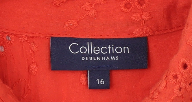 Debenhams Women's Red Short Sleeve Cotton Blouse