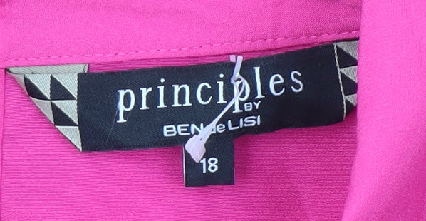 Principles Women's Pink Collared Sleeveless Blouse, Size 18