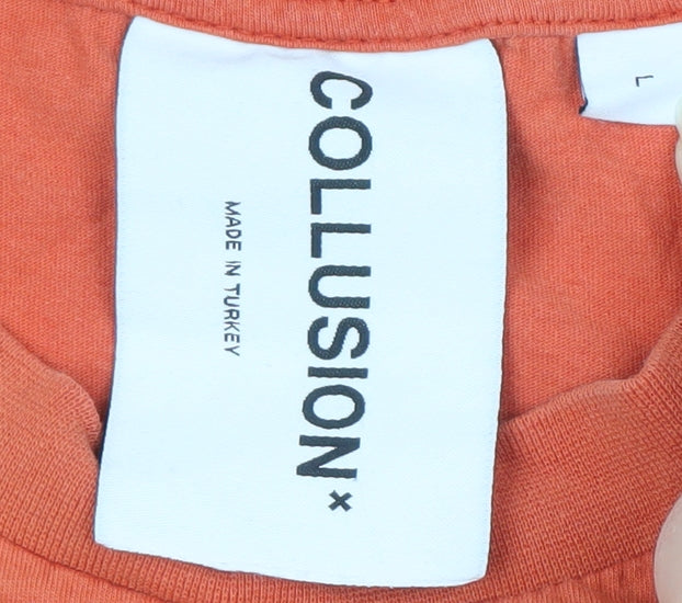 Collusion Men's Orange Cotton T-Shirt - Size L
