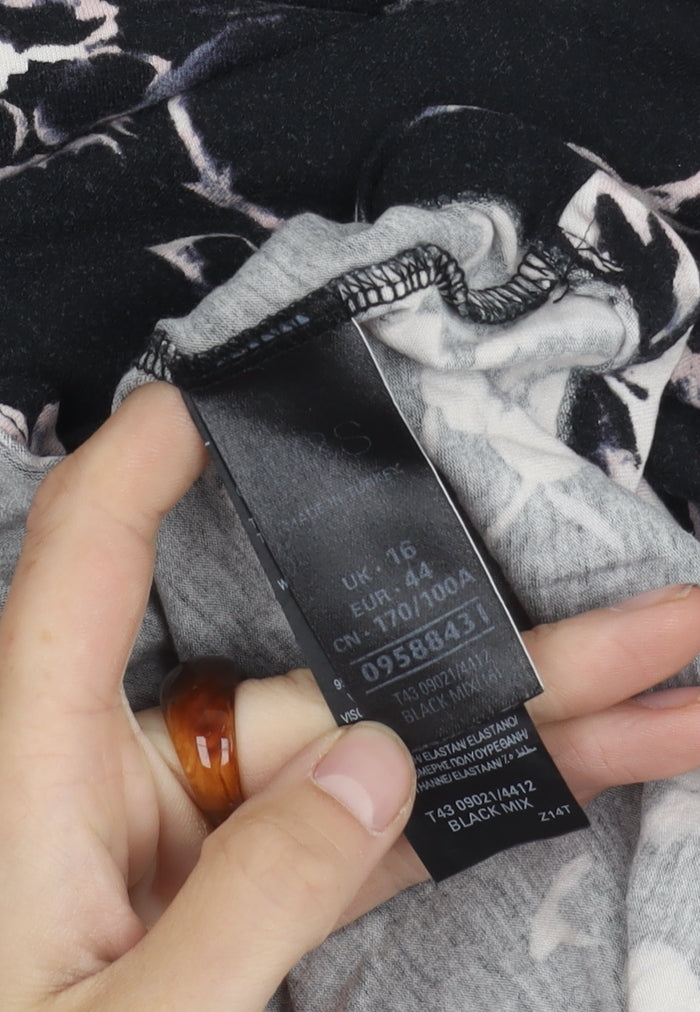 Marks & Spencer Women's Black Floral T-Shirt, Size 16