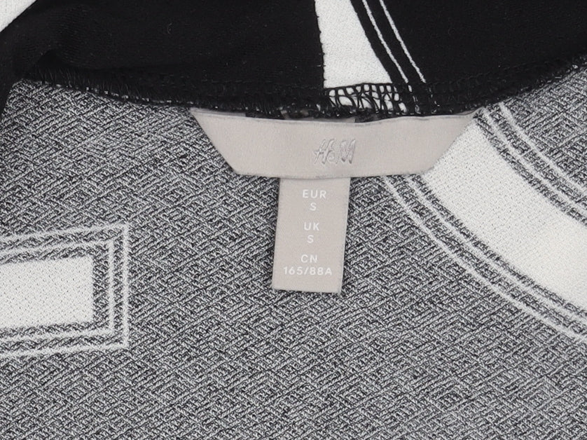 H&M Women's Black Geometric Long Sleeve Dress S