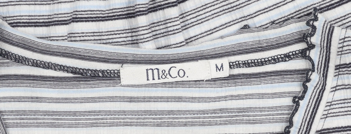 M&Co Women's Striped 3/4 Sleeve V-Neck Top M