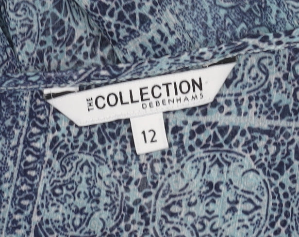 Debenhams Women's Blue Tunic Blouse, Size 12, Geometric Design