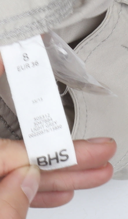 BHS Women's Grey Trousers, Size 8, Button Closure