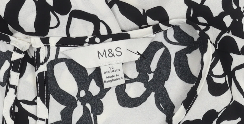 Marks & Spencer Women's Black Floral Blouse Size 12