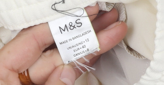 Marks and Spencer Women's Ivory Pleated Trousers Size 12