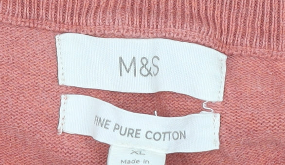Marks & Spencer Men's Orange XL V-Neck Pullover Jumper