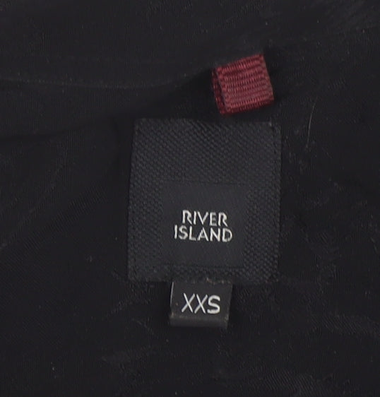 River Island Black Tigers Button-Up Shirt, 2XS, Long Sleeve