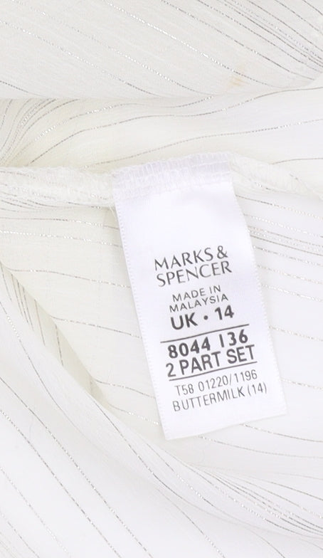 Marks & Spencer Women Beige Button-Up Shirt Size 14
