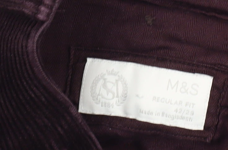 Marks & Spencer Men's Purple Corduroy Trousers 42