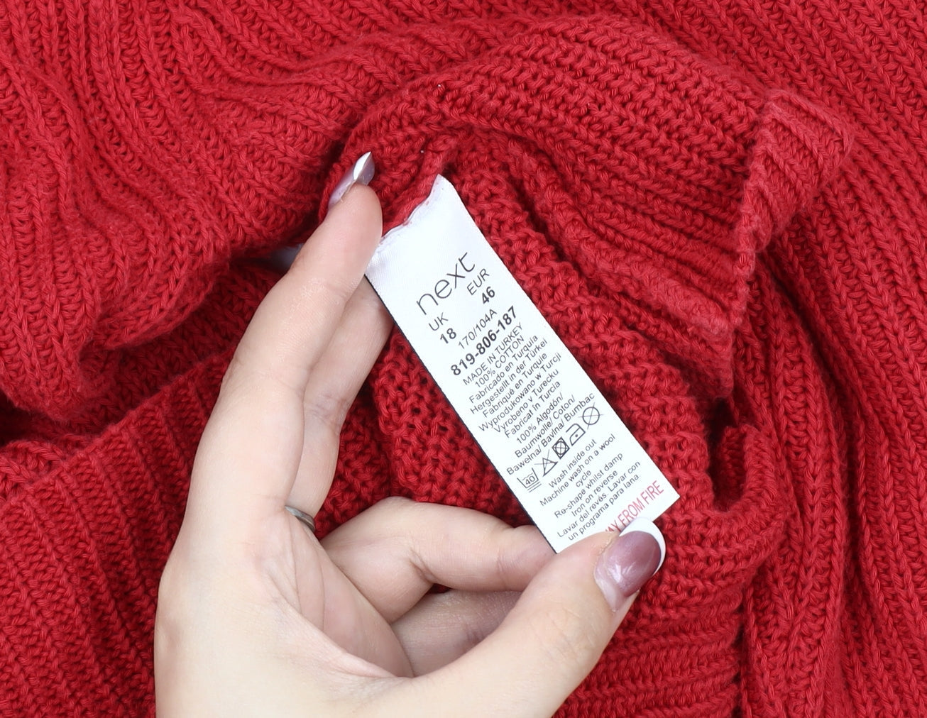 Next Women's Red Pullover Jumper V-Neck Size 18