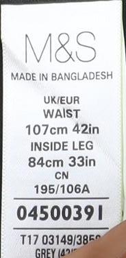 Marks & Spencer Men's Grey Trousers, Size 42