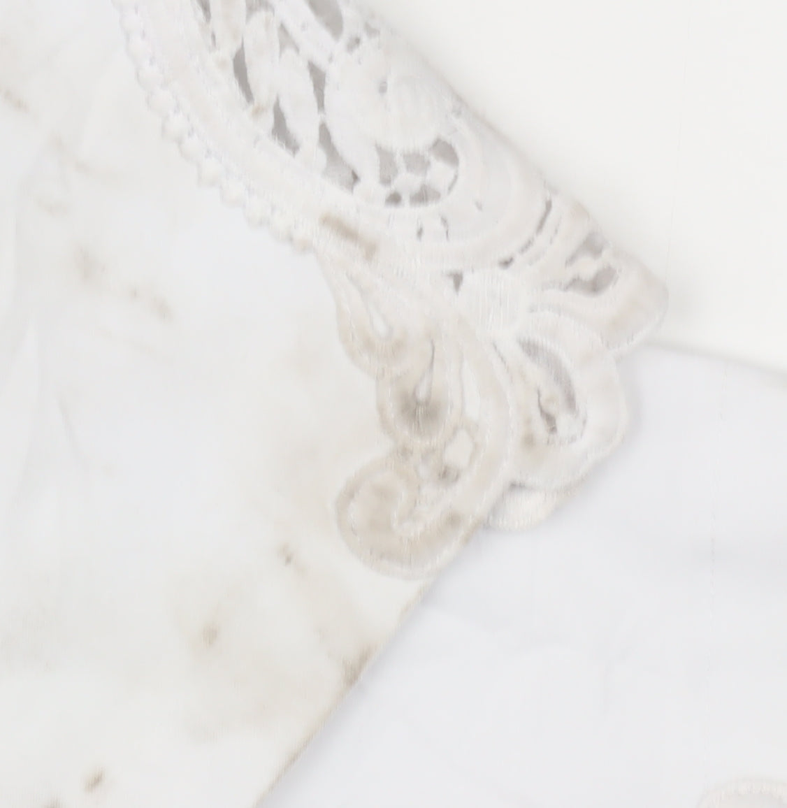 Roman Women's White Lace Accented Cotton Trousers
